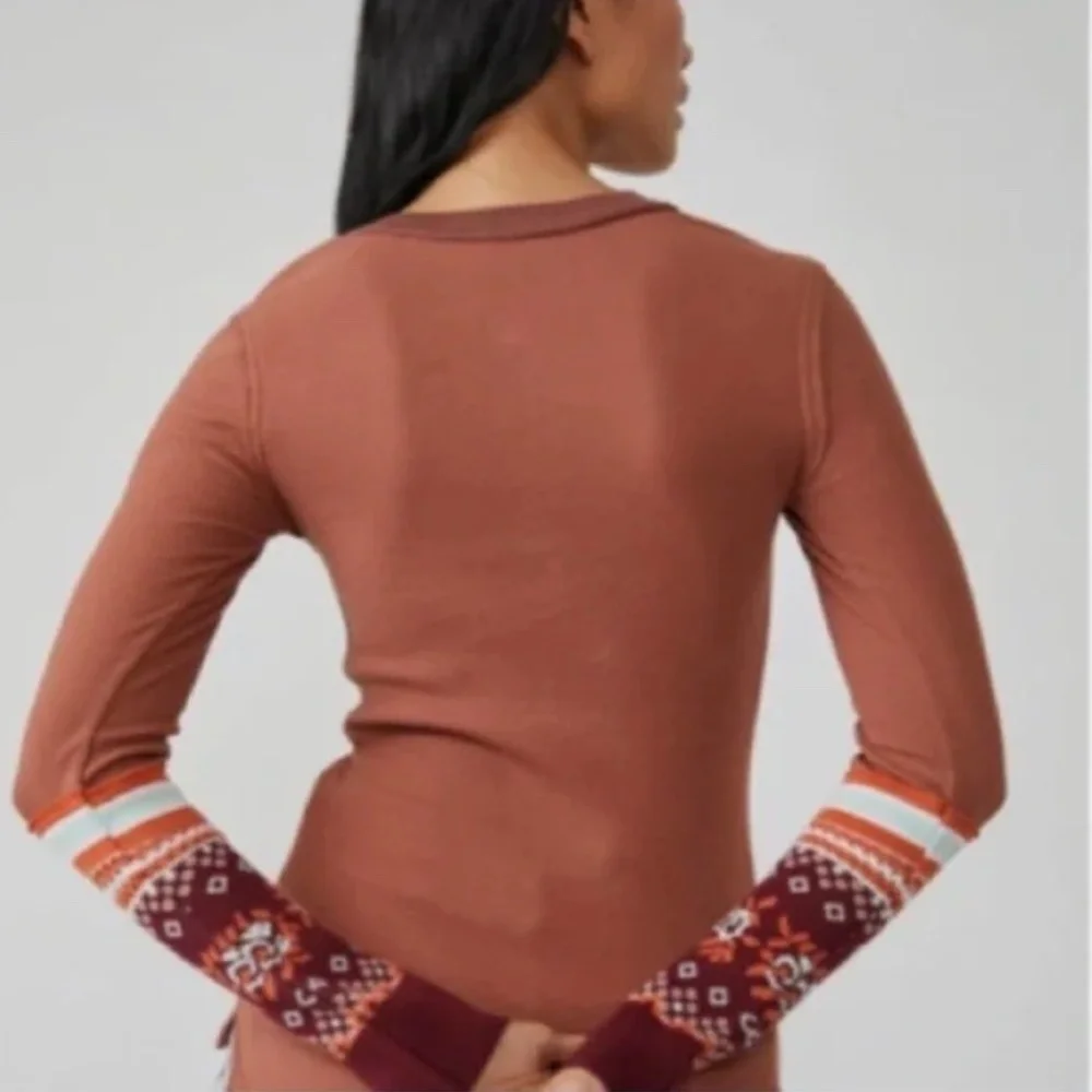 Nwt! FREE PEOPLE Mikah Layering Cuff Thermal Top - Picture 3 of 3